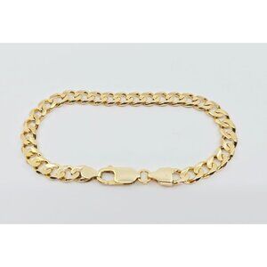 Unique 9K Karat Solid Yellow Gold Designer Cuban Link Chain Bracelet - 7.50" L